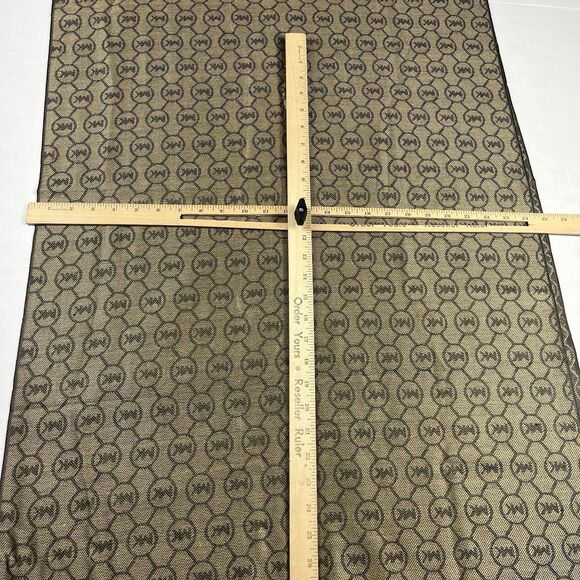Michael Kors Monogram Logo Woven Fringe Shawl Brown Tan Wrap Elegant 80 x 25 - Picture 4 of 7